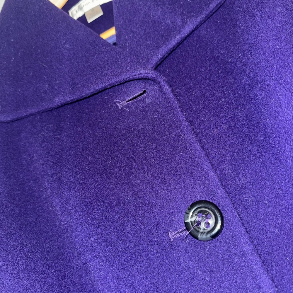 Preston & York Women Imperial Purple Wool Blend Pea Coat Jacket P622 Size 10